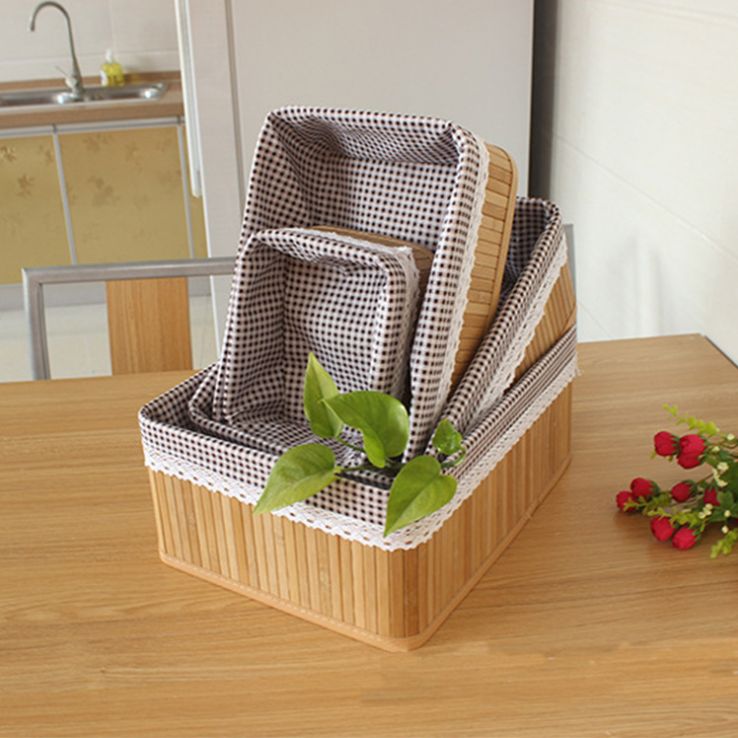 Bamboo woven desktop organizer for snacks