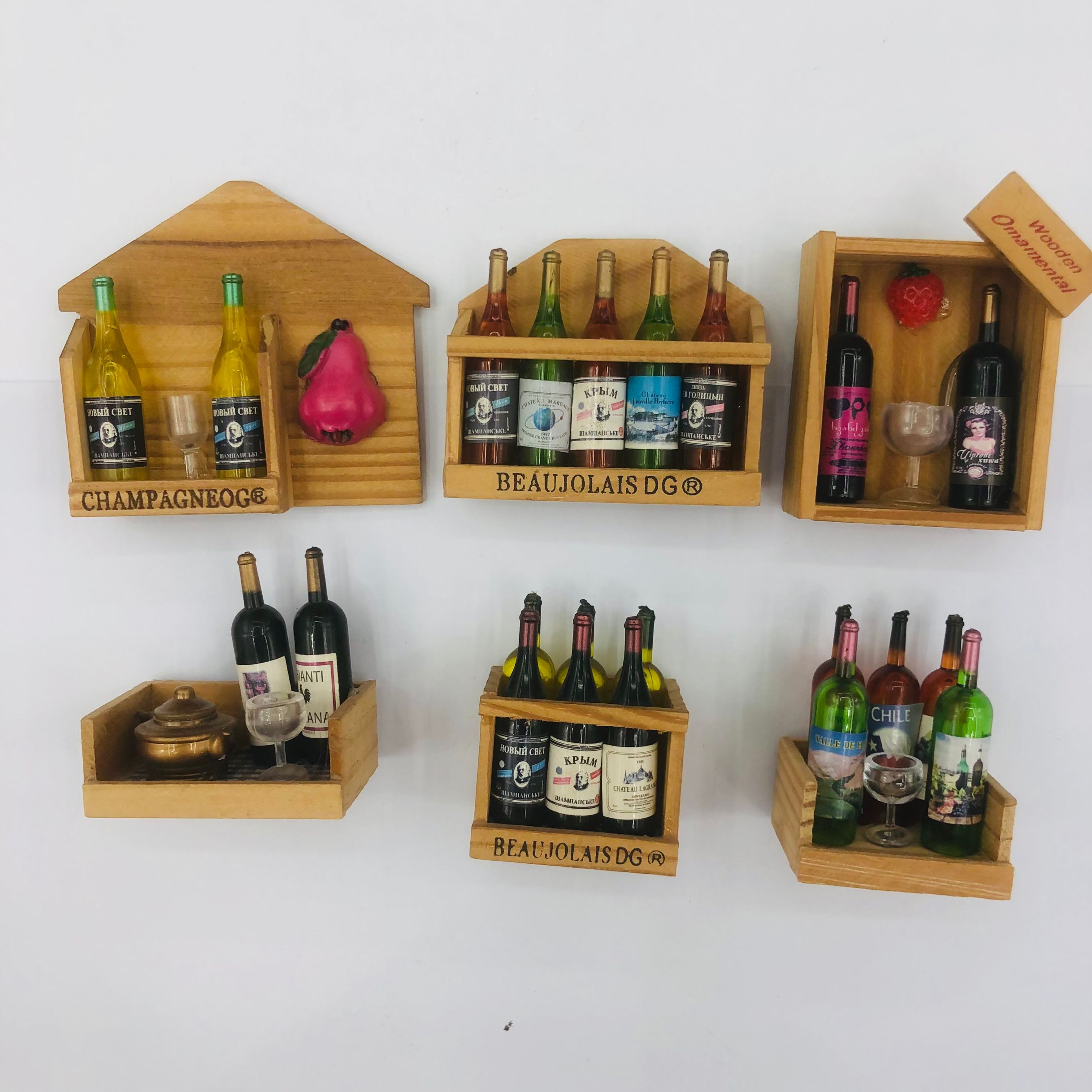 7263大野宝红酒酒瓶创意冰箱贴磁贴纪念品 家居装饰贴磁力贴 拍摄道具