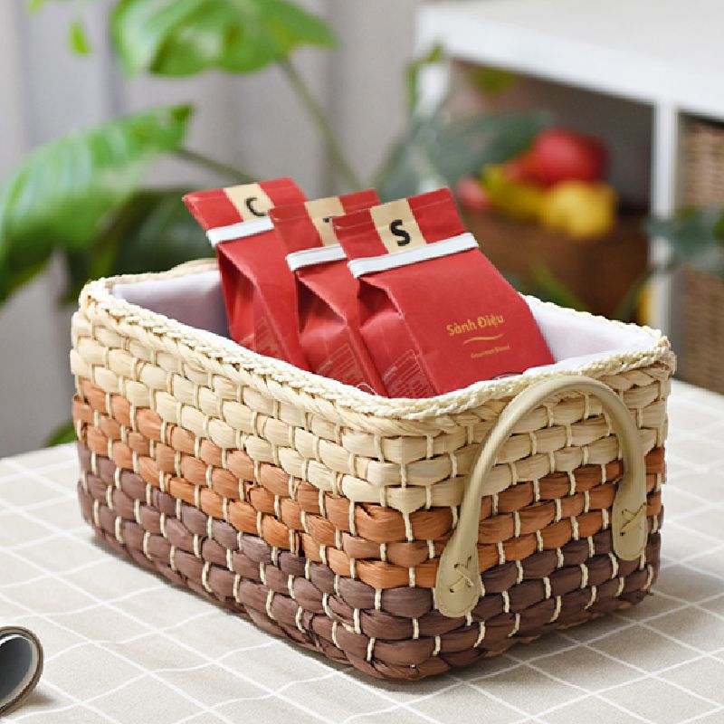 纯手工 草编收纳篮 藤编筐 玉米皮编织篮子 客厅玩具杂物筐桌面储物筐   衣物整理箱