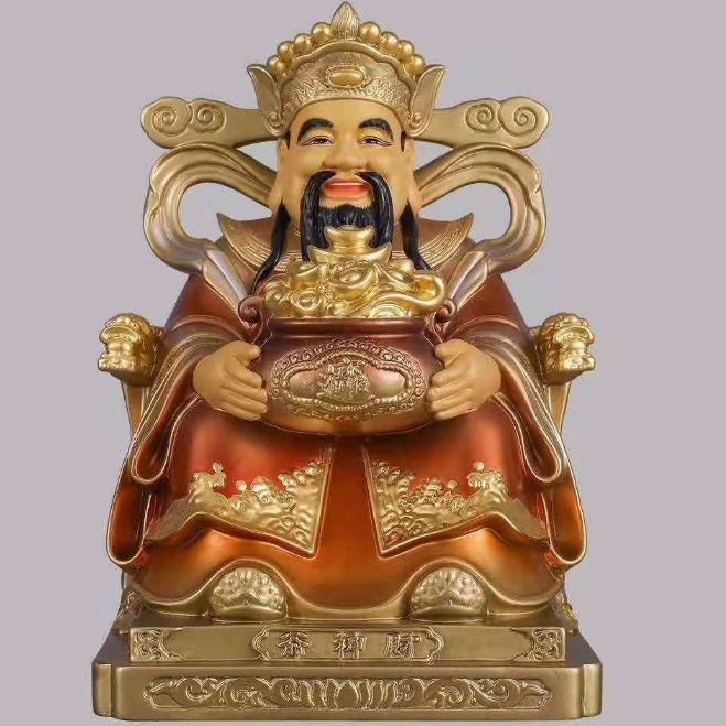 紫竹莲铜太古彩财神发元宝财神佛像居家风水摆件聚财007