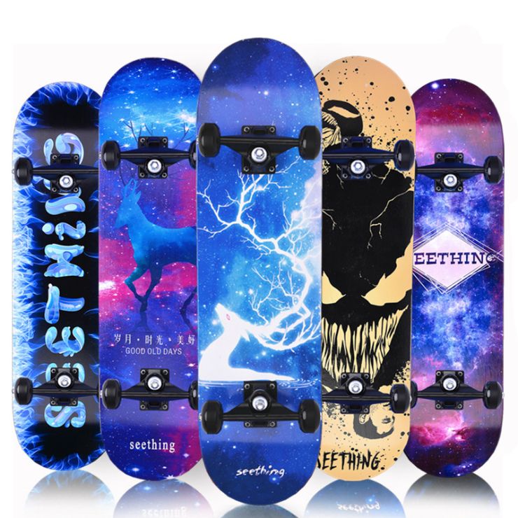 Professional four-wheel skateboarding beginners men and women double warp maple boards