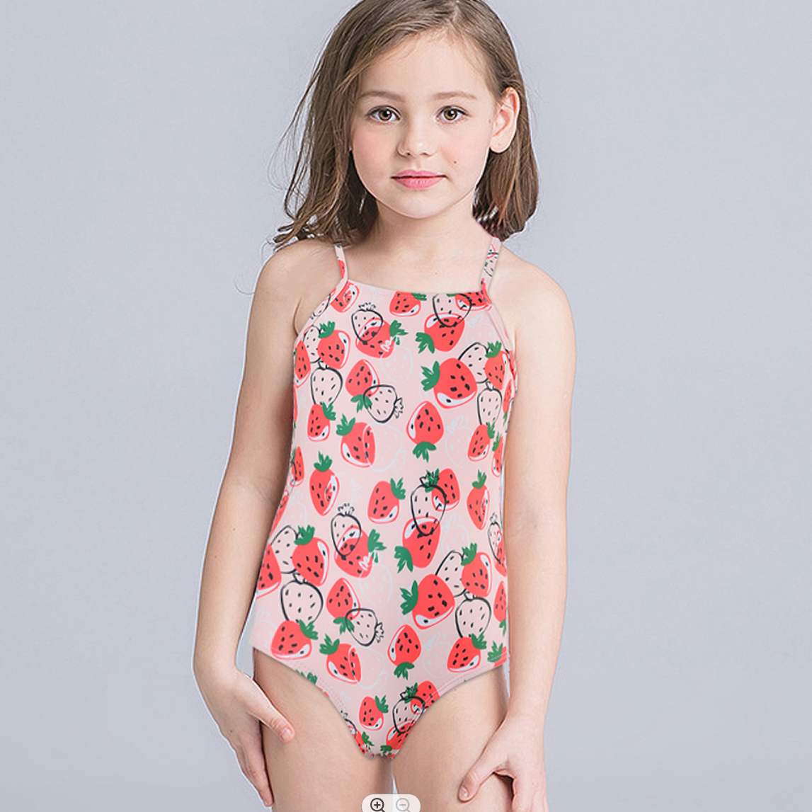 2022 Children's Printed Strawberry Floral Bikini Swimsuit