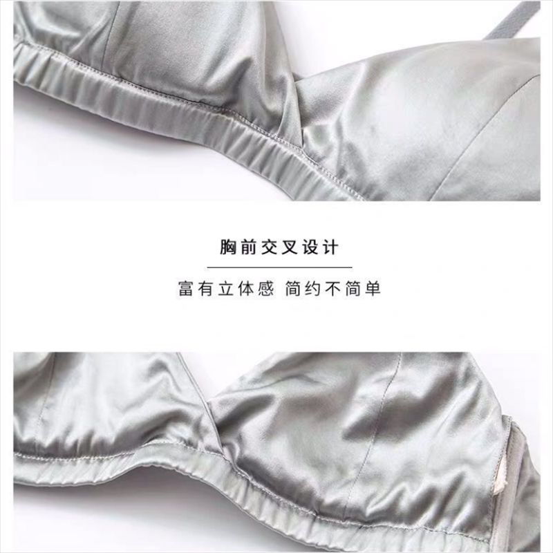 Belle Dream French Silk Bra Thin Shoulder Strap Thin Small Chest Triangle Cup No Underwire Sexy Underwear details Picture