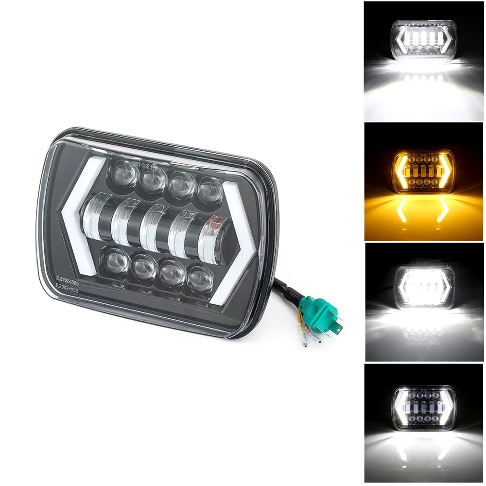 7-inch LED car lights, yellow and white arrow-shaped headlights, work lights