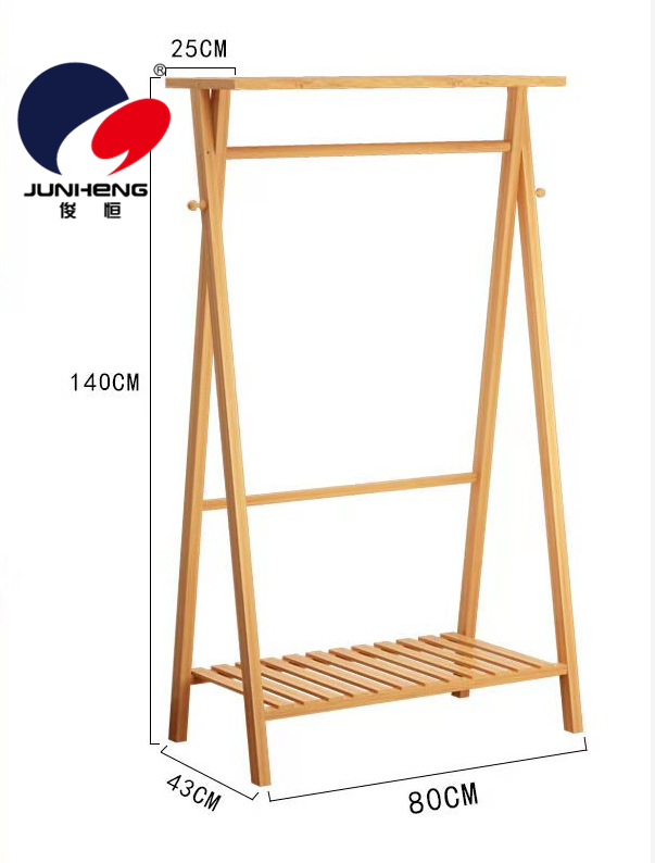 楠竹衣帽架家用门厅三层换鞋架简约现代挂衣架创意卧室置物落地详情3