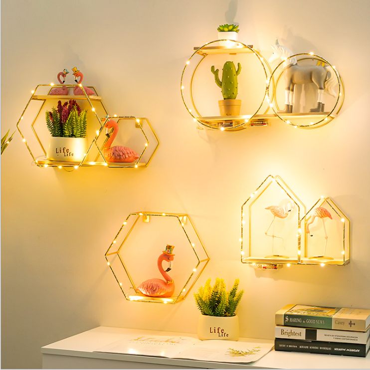 Creative shelving for background wall decorations