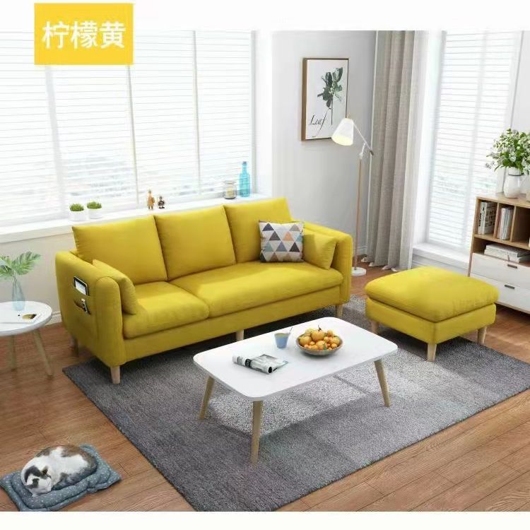 吕字家具-北欧布艺沙发简约现代出租房单双人多功能小户型