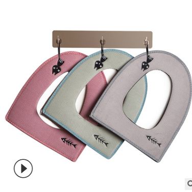 pu tide proof toilet seat cover with adhesive buckle zipper toilet cover