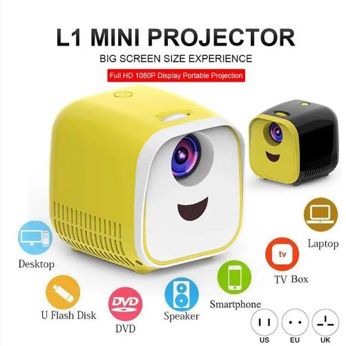 JAVAID L1 Mini Portable Projector,1000Lumens, Support Full H