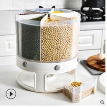 Six bars 360 degrees rotating multi-grain tank transparent moisture-proof and insect-proof reinforced rice bucket