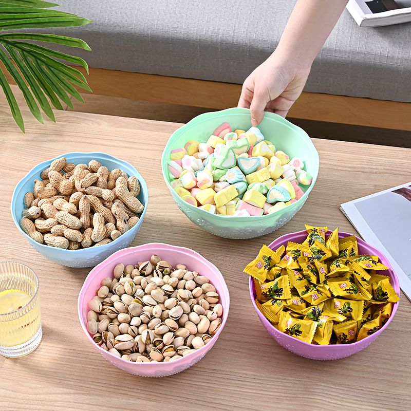 Round snack, candy and fruit boxes with LIDS, draining fruit boxes, melon seed, peanut and nut storage boxes. There are 4 sizes in the 071 series with bowls. This size is the largest Application Scenario