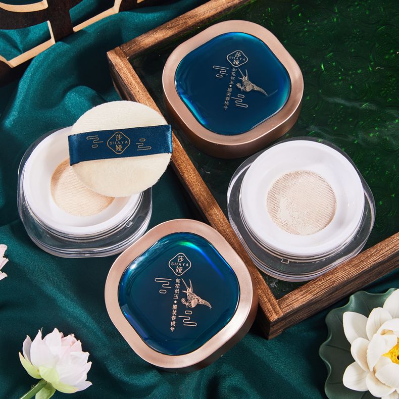 Flower Air Xizi Loose Powder Setting Powder Compact for Women is waterproof, sweat-proof, long-lasting, does not smudge, controls oil, and provides natural concealer details Picture
