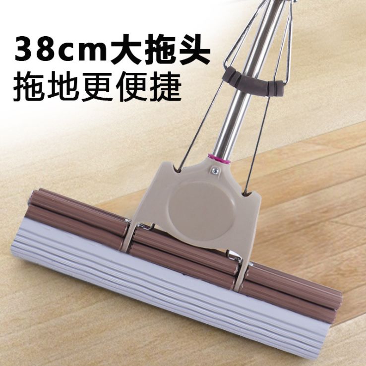 Absorbent mop roller squeeze telescopic rubber and cotton mop