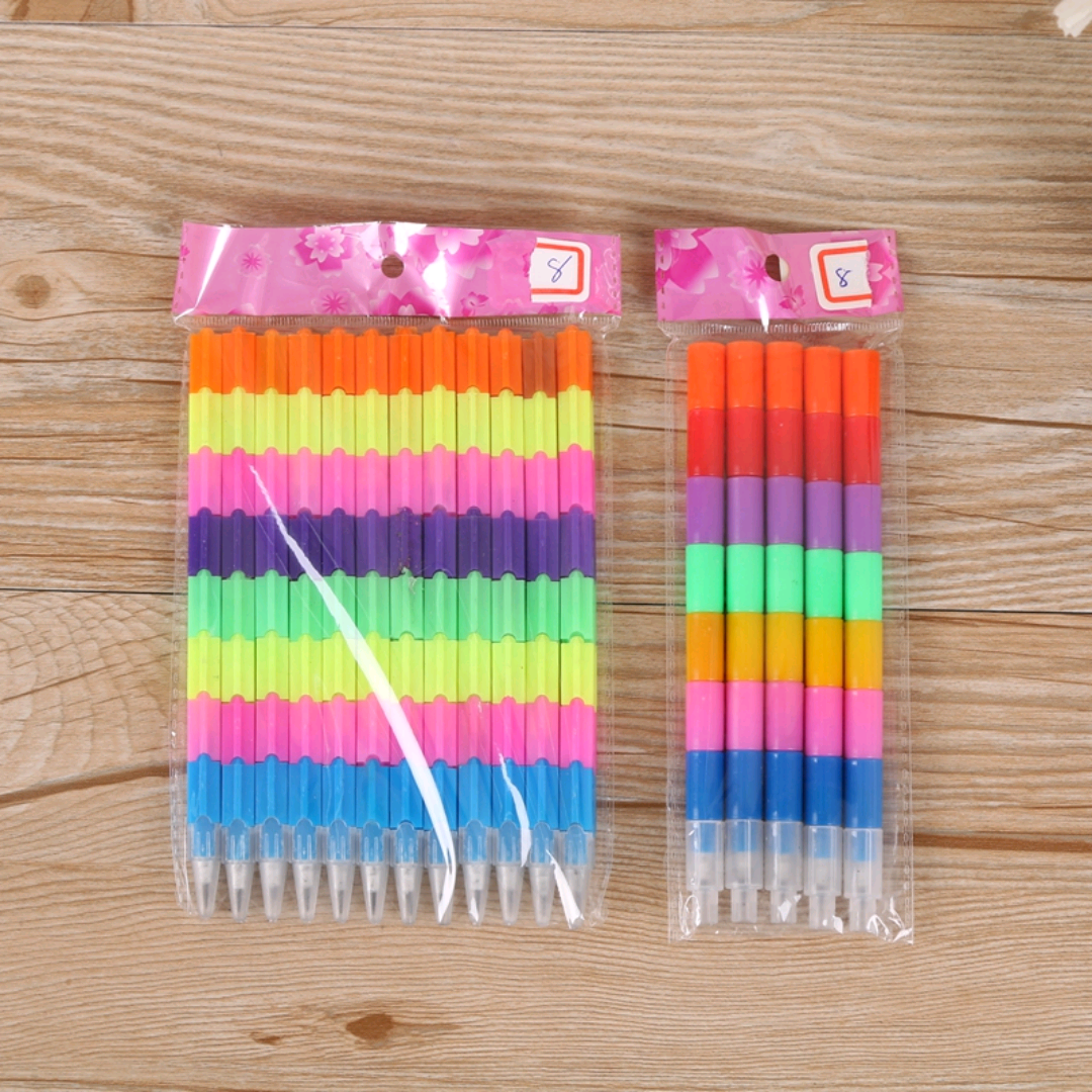 创意彩虹面削铅笔 节节铅笔 多功能子弹头铅笔 积木铅笔  铅笔