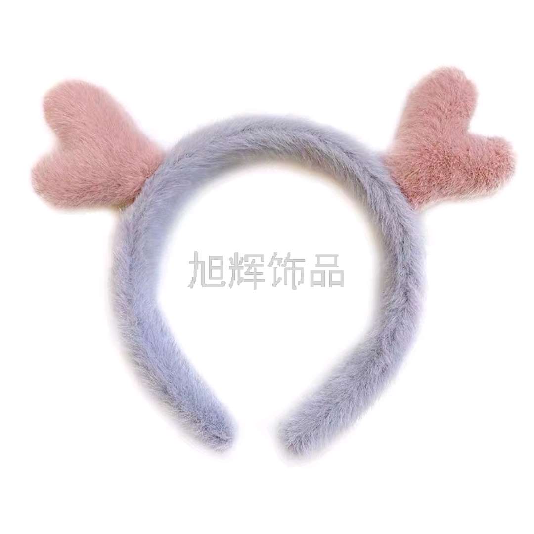 厂家直销秋冬季女士可爱洗脸鹿角毛绒发箍圣诞节头箍头饰一件代发详情图2