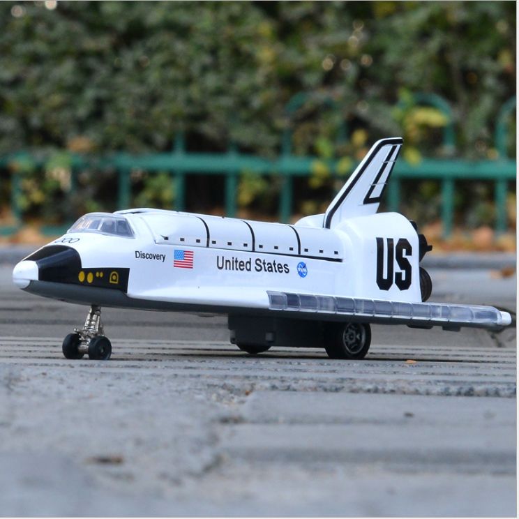 A military model of the color amber alloy space shuttle