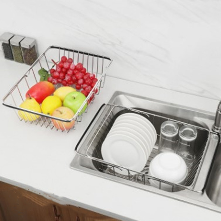 不锈钢可伸缩果蔬洗菜盆水槽沥水篮详情图2