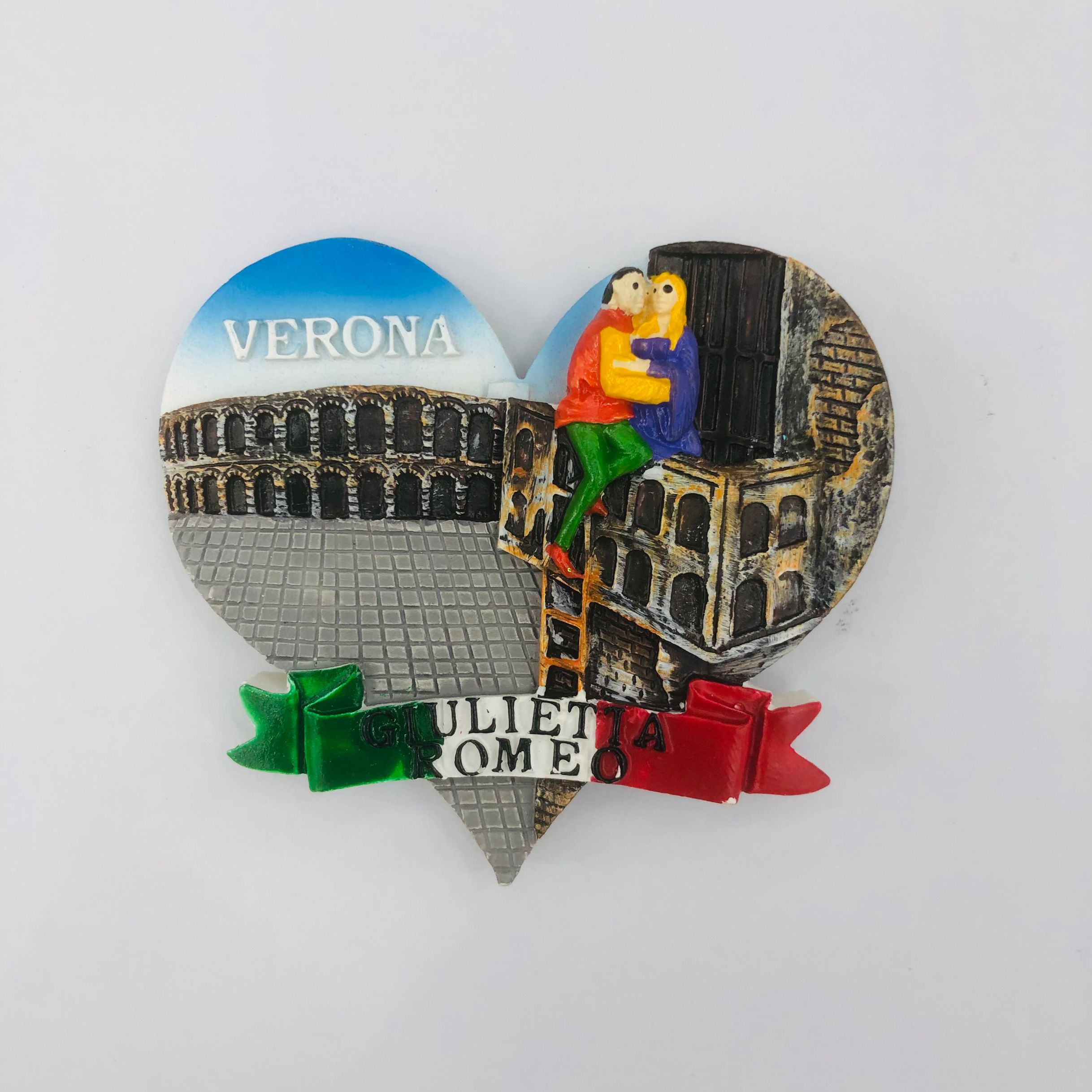 7263冰箱贴手工彩绘定制意大利维罗纳多边形磁铁旅游纪念品树脂冰箱贴工艺品