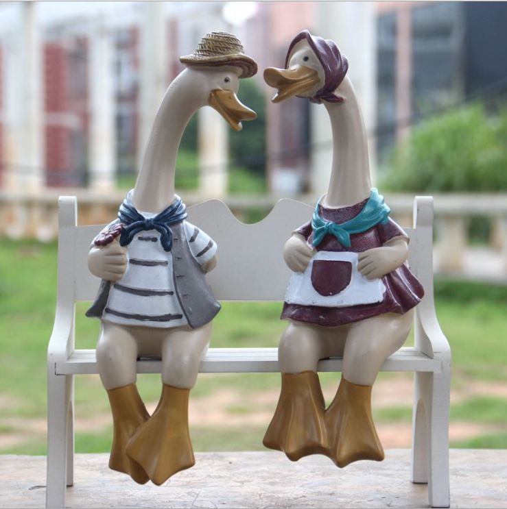 Nordic-style creative couple duck figurines