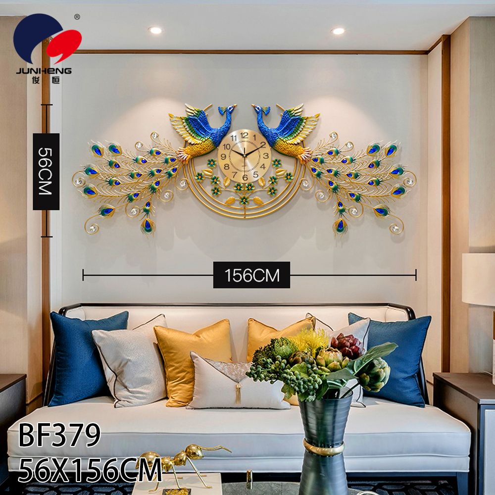 European peacock hanging clock clock living room fashion clock creative personality art deco with silent clock hanging wall