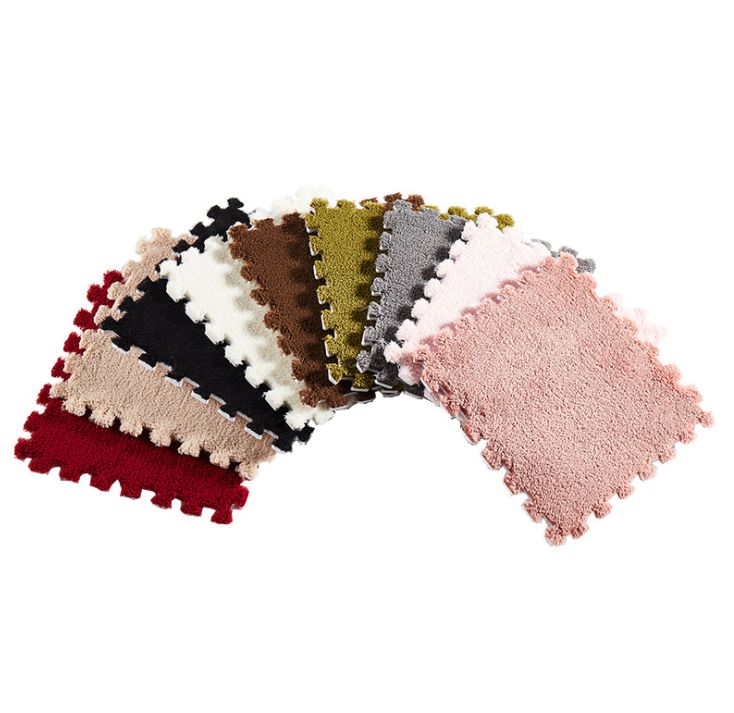Patchwork velvet floor mat, velvet surface carpet, jigsaw puzzle foam mat