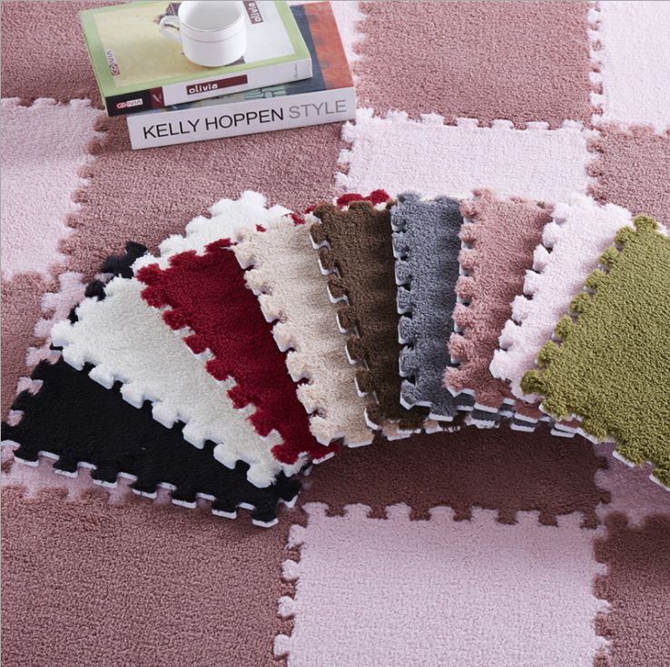 Patchwork velvet floor mat, velvet surface carpet, jigsaw puzzle foam mat Item Picture
