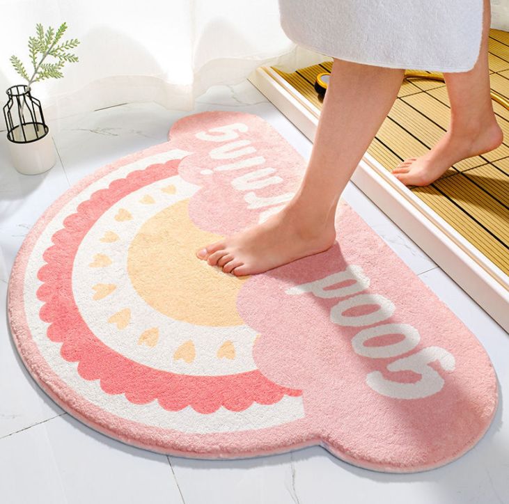 Semi-circular rainbow bathroom entrance mat Application Scenario