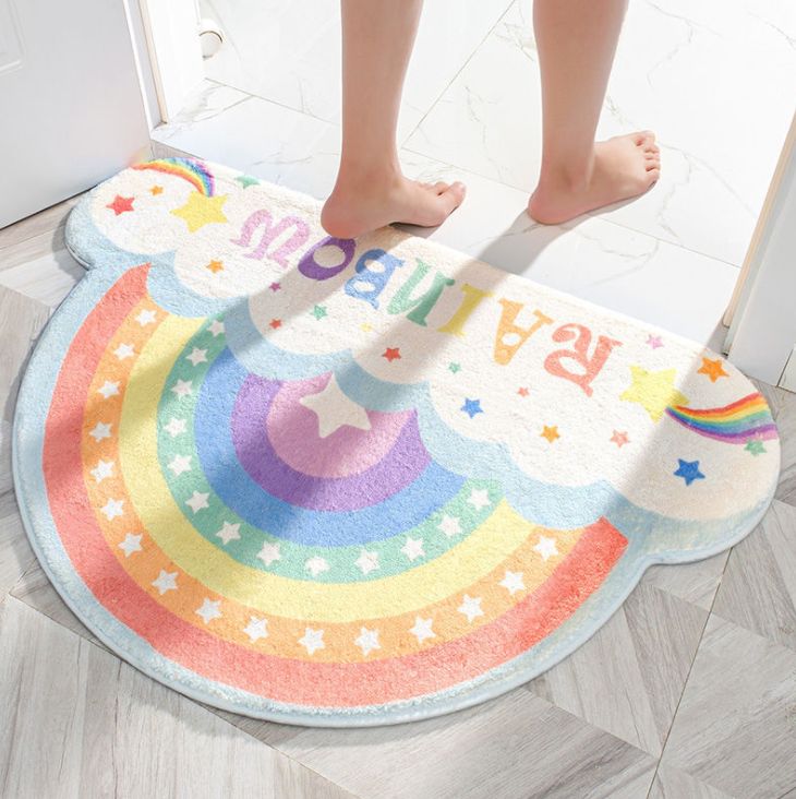 Semi-circular rainbow bathroom entrance mat Specification image