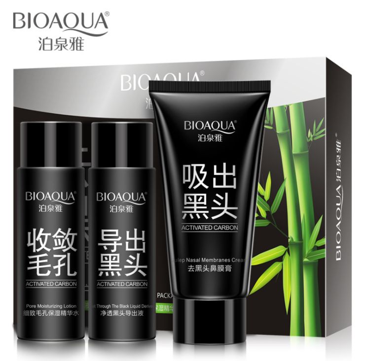 Poquanya black head shrink pore Set Black head export liquid nose paste T zone care tear nose mask cream