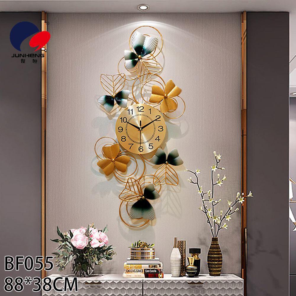 New Chinese classical fan living room dining room decoration hanging clock creative light luxury wall decoration modern silent wall clock