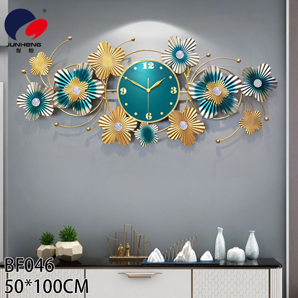 钟表挂钟客厅现代简约时尚个性创意花朵中国风挂表挂墙时钟静音钟