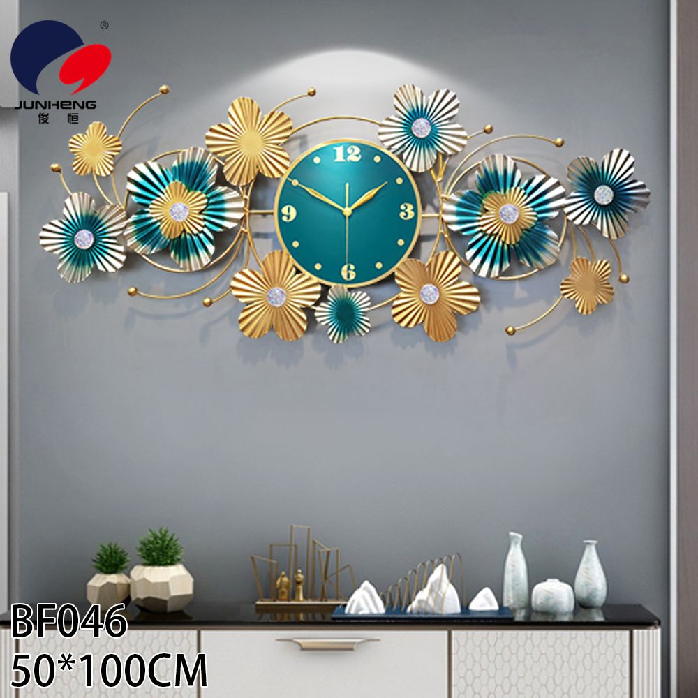 Clock wall clock living room modern simple fashion personality creative flowers Chinese wind wall clock mute clock