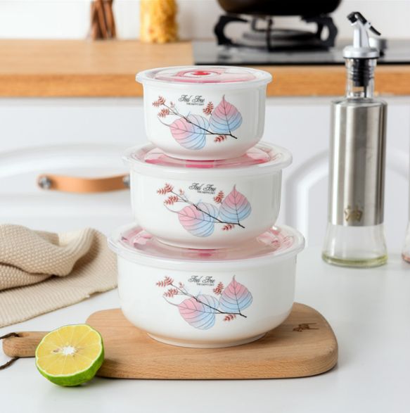 Three-piece ceramic bowl set