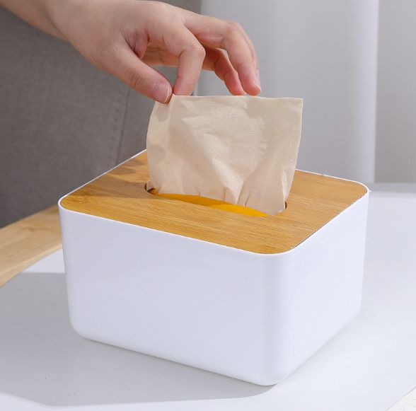 Japanese simple wooden cover paper storage box
