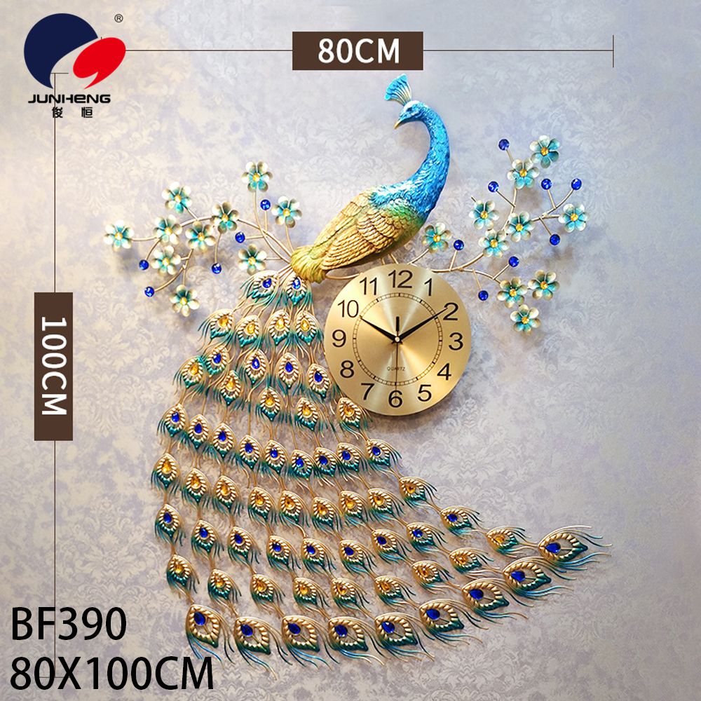 孔雀挂钟客厅家用时尚创意钟表静音简约装饰壁钟欧式时钟石英钟详情13