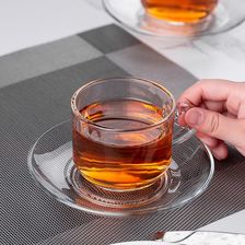 无色透明玻璃杯 耐热玻璃咖啡杯 创意简约咖啡杯套装带碟