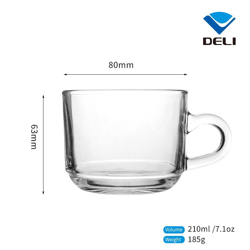 无色透明玻璃杯 耐热玻璃咖啡杯 创意简约咖啡杯套装带碟详情图4