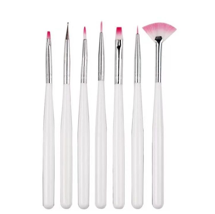 A set of seven nail art fan-shaped drawing and drawstring pens