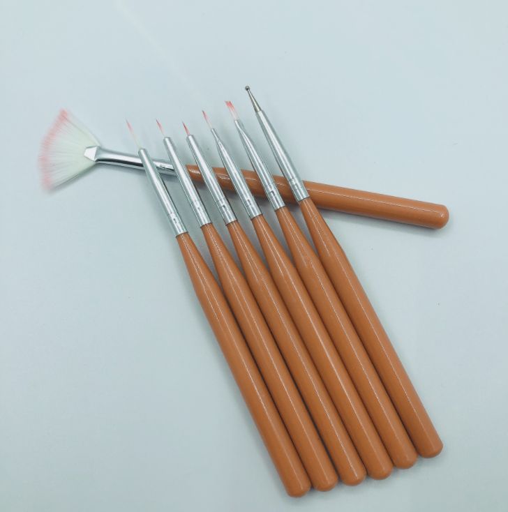 A set of seven nail art fan-shaped drawing and drawstring pens Application Scenario