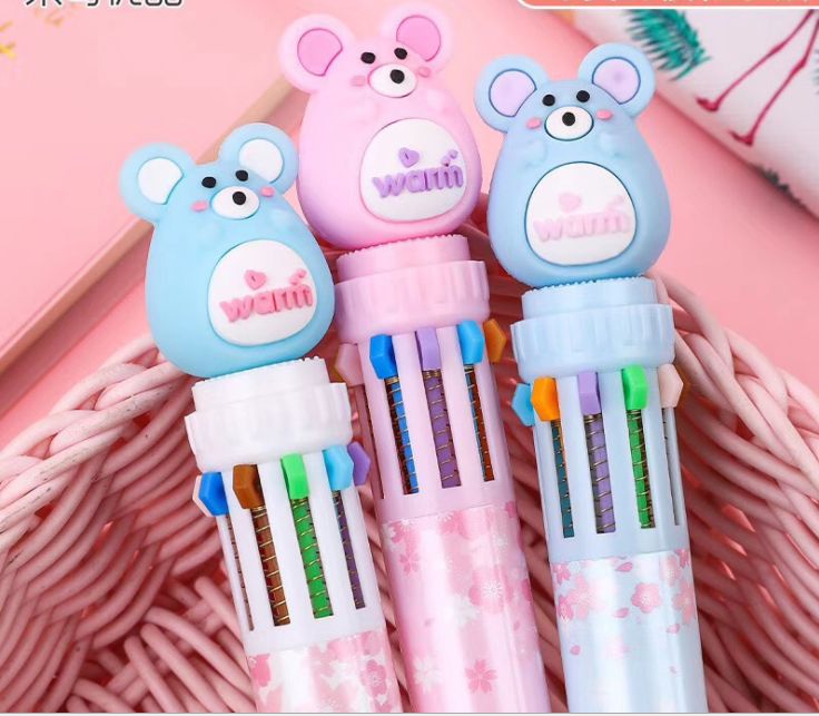 Silicone cute pet animal ten-color ballpoint pen details Picture
