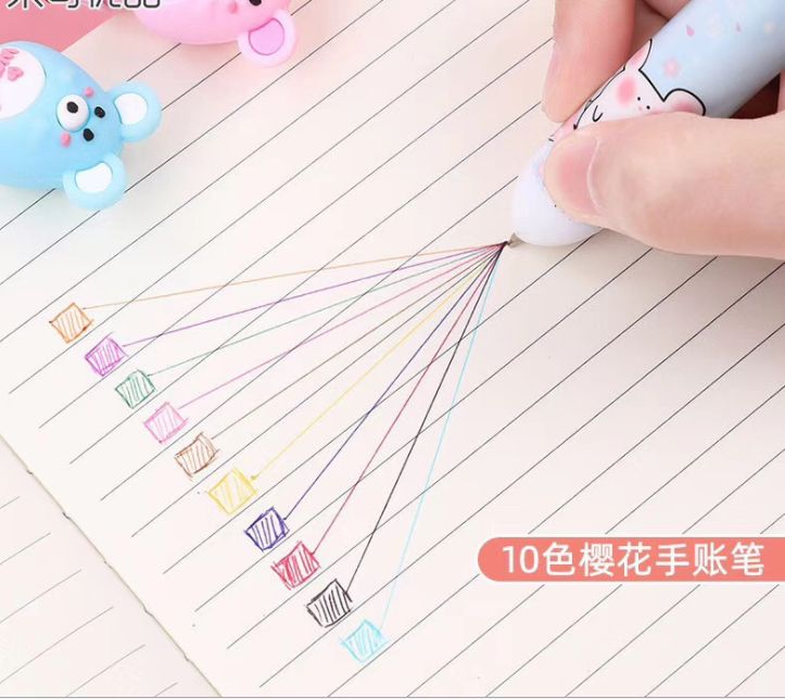 Silicone cute pet animal ten-color ballpoint pen Application Scenario