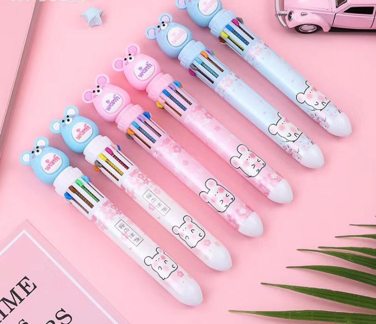 Silicone cute pet animal ten-color ballpoint pen Specification image