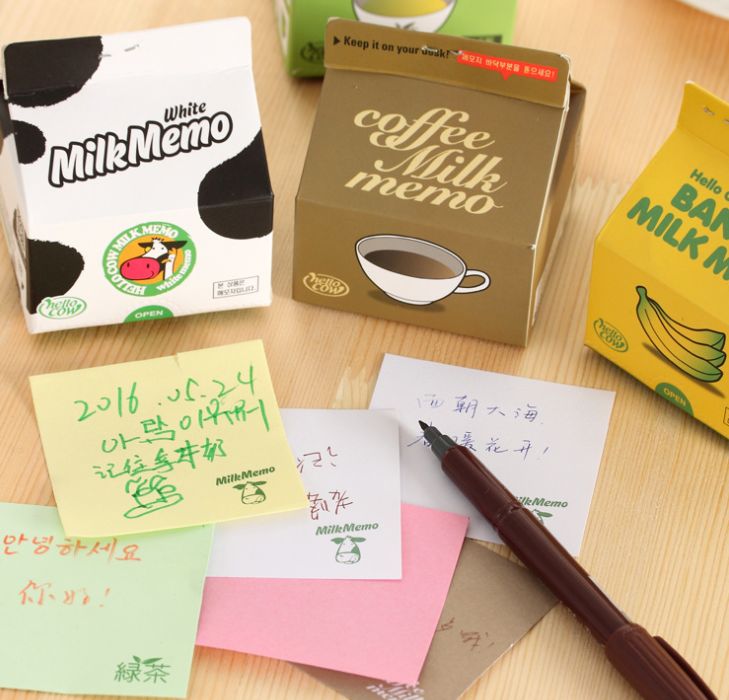 Cute milk box draw sticky notes Specification image