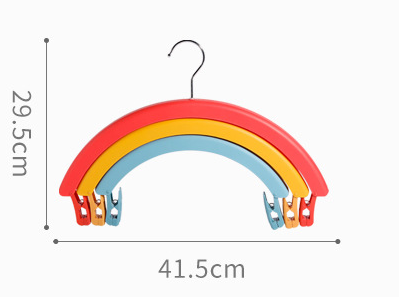 Japanese rainbow coat hanger Multi-function semi-circle clothes hanger thick clothes hanger multi-clip drying coat hanger sock clip