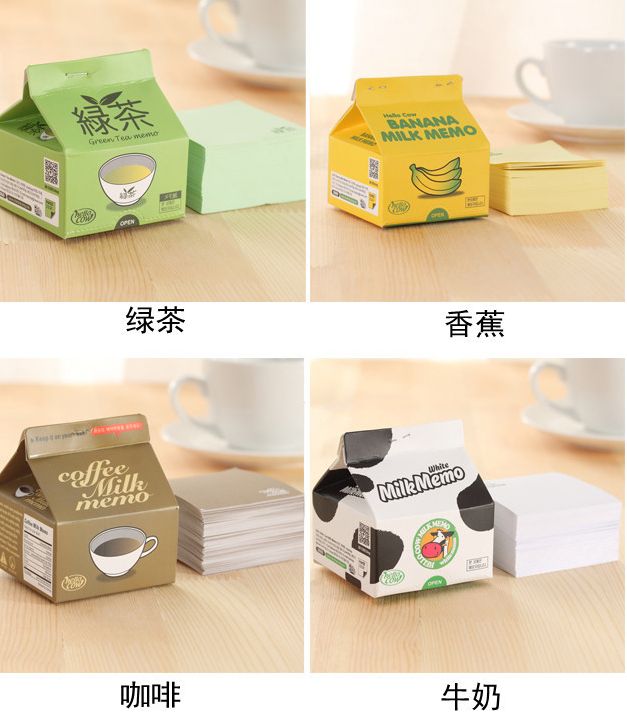 Cute milk box draw sticky notes Application Scenario