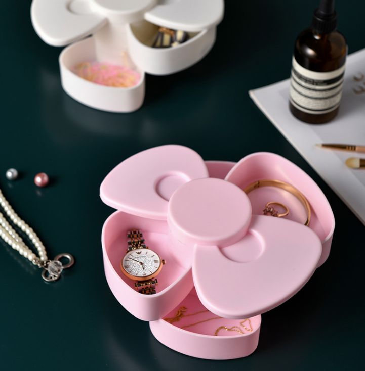 360 degree rotating bow compact influencer makeup case