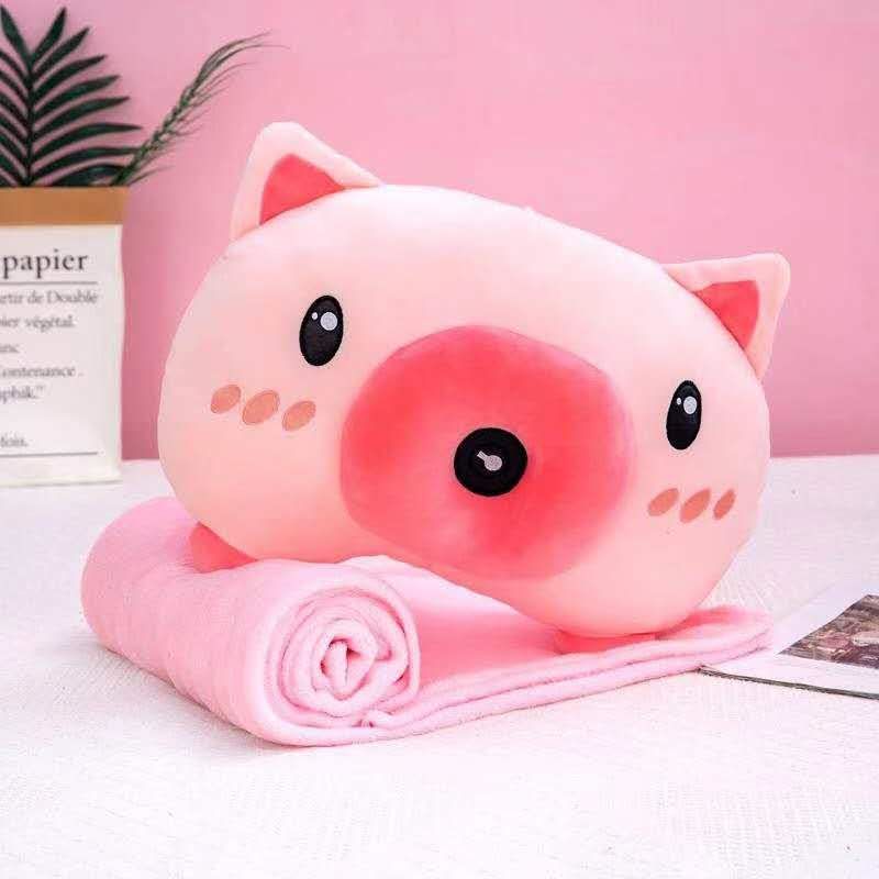 Creative bubble machine, air conditioner, blanket, throw pillow, two-in-one cartoon little cow, frog and pig, four-season blanket, factory direct sales details Picture