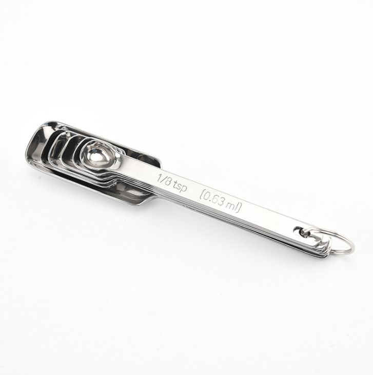 Stainless steel square pointed tail corner ring six-piece measuring spoon set