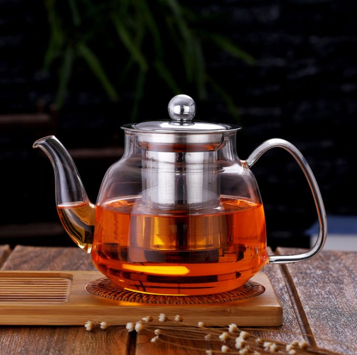 加厚大容量不锈钢过滤玻璃茶壶