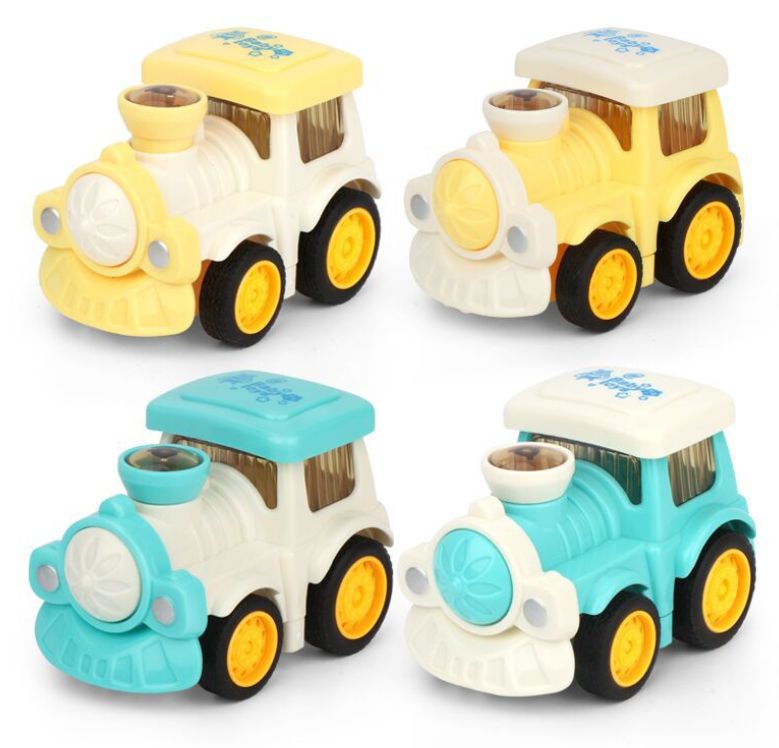 Internet-famous children's inertial engineering vehicle toys, cartoon little trains, jumping dolls, inertial vehicles, boys and girls, street stalls